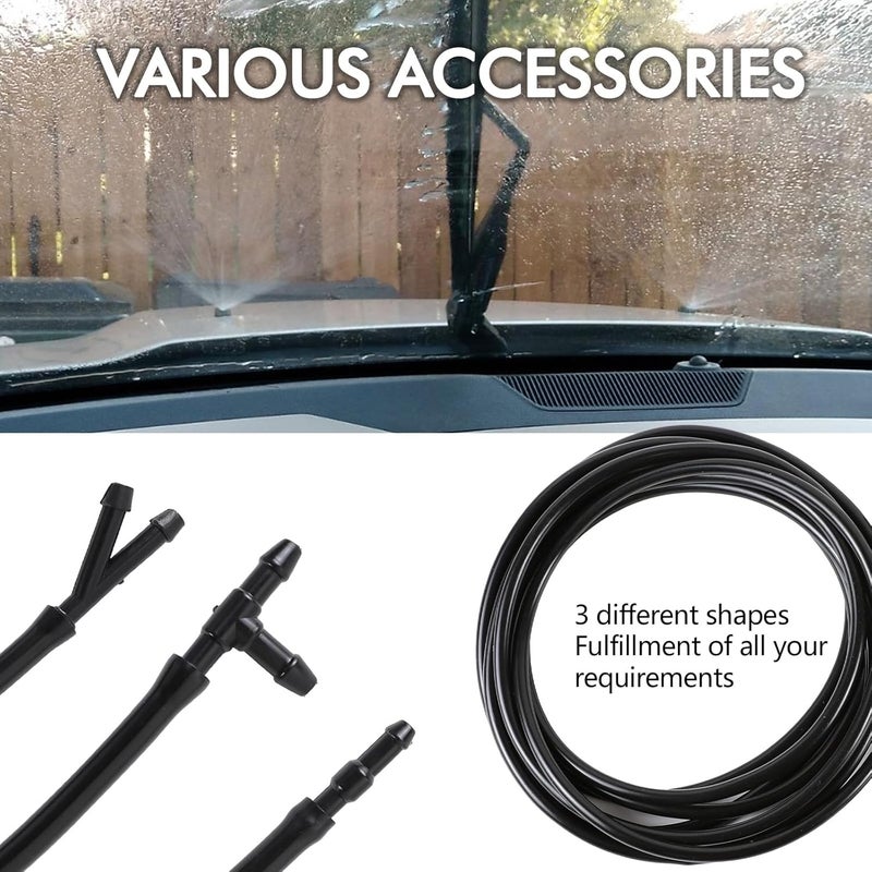 Hbxdeco Windshield Washer Hose Kit, 13.12Ft Windshield Washer Fluid Hose with 12PCS Hose Connectors, Universal Windshield Wiper Hose Repair Kit for Connecting Car Water Pumps and Nozzle - Image 3